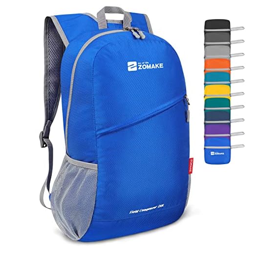 ZOMAKE Mochila Plegable Ligera 20L,Mochilas Pequeñas para Hombre Mujer,Mochilas Compacta para Viajar Senderismo(Azul Oscuro)