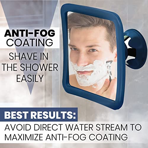 Mirrorvana Fogless Shower Mirror For Shaving With Upgraded Suction, Anti Fog Shatterproof Surface And 360° Swivel, 1X Magnifying, 6.3 X 6.3 Inch (Blue) #TOP6