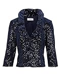  Heine Damen Kurzblazer mit Pailletten, Nachtblau, Größe:36