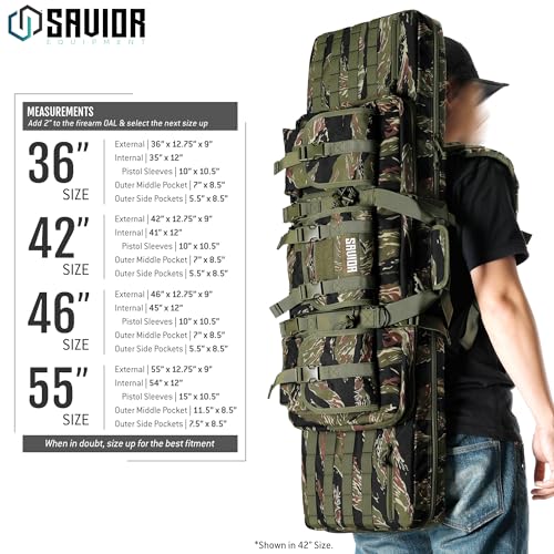 Savior Equipment American Classic Tactical Double Long Gun Bag Pistol Transportation Case w/Backpack Strap, 46 Inch Tiger Stripe - image 7