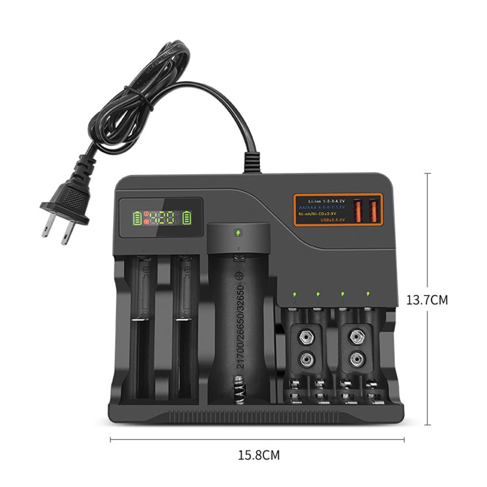 Chargeur Multi Emplacements Pour Batterie Au Lithium, Pour Piles AA/Batterie Au Lithium 3.7 V/Batterie à Hydrure Nickel Métal 9 V, Style Général