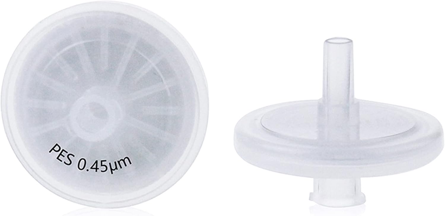 Welded Syringe Filters, PES Membrane 25 mm Diameter 0.45 um Pore Size Filtration Pack of 20 by Labfil