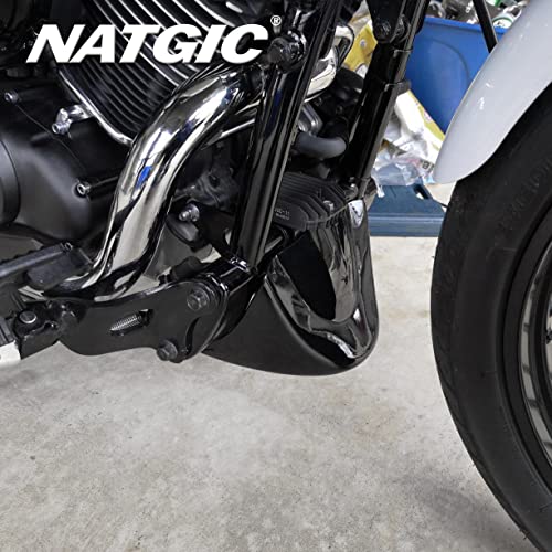 NATGIC Matte Black Motorcycle Front Chin Spoiler Air Dam for Dyna Fat Bob Wide Glide FXD 2006-2017 Guzzi V7III Front Chin Spoiler Lower Cover Air Dam Fairing Cover Chin Fairing (1 PCS) by NATGIC - Used condition - Image 2