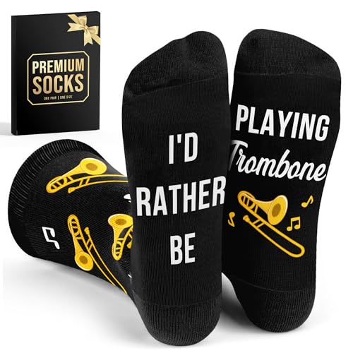 Trombone Gifts - Unique Socks for Men Cool Gifts for Trombone and Music Lovers Musicians Accessories Ideal Musics Themed Stocking Stuffers gift for Men who Appreciate Music