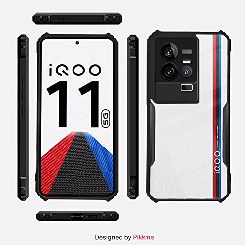 Image of Pikkme iQOO 11 5G Back Cover | Crystal Clear Transparent Back | Ultra Hybrid | Full Camera Protection | Raised Edge | Bumper Back Case (Black)