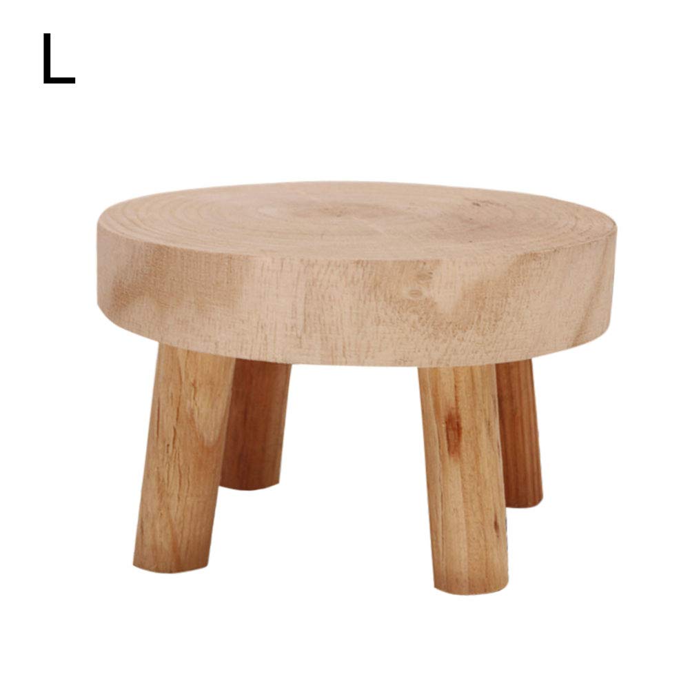 ASSR Mini-Holzhocker mit 4 Beinen, runder Holzhocker mit 4 Beinen, Vintage-Hocker für drinnen oder draußen, Gartendekoration