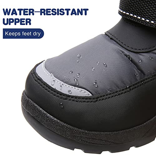 Blikcon Kids Boys Snow Boots Winter Waterproof Slip Resistant Cold Weather Boots (Toddler/Little Kid/Big Kid)4
