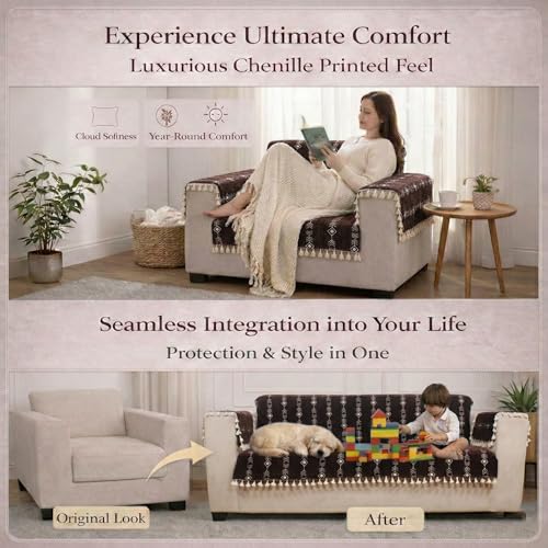 Image of STITCHNEST 'Artisoul Series' Chenille Sofa Cover