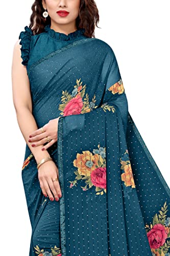 Image of MIRCHI FASHION Saree for Woman Chiffon Geometric and Leaf Printed | Lightweight Daily Regular Use Comfortable Women's Sari with Blouse Piece (Available in 15 Designs)