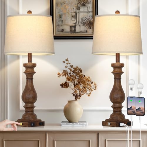 Cinkeda 29" Tall Farmhouse Table Lamp for Living Room Set