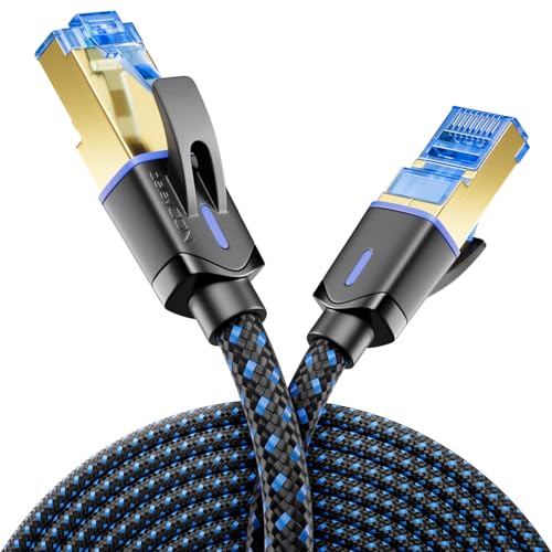 deleyCON 5m CAT 8 Netzwerkkabel (40 Gbit/s, Nylon, 100{cd5d7a669c864785a2e1512aae312ef5862ad0f58ed09a0917f83afd1d95fd2c} Kupfer) S/FTP PIMF - Gigabit Ethernet Patchkabel LAN Kabel Cable - RJ45 Stecker für CAT8 CAT7 CAT6 POE PS5 Router PC Laptop - Schwarz deleyCON 5m CAT 8 Netzwerkkabel (40 Gbit/s, Nylon, 100{cd5d7a669c864785a2e1512aae312ef5862ad0f58ed09a0917f83afd1d95fd2c} Kupfer) S/FTP PIMF - Gigabit Ethernet Patchkabel LAN Kabel Cable - RJ45 Stecker für CAT8 CAT7 CAT6 POE PS5 Router PC Laptop - Schwarz