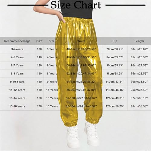 Metallic Jogger Pants for Girls Boys Casual Fashion Jazz Hip Hop Dance Performance Outfits Kids Glitter Party Joggers3