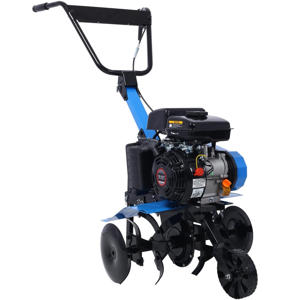Gas-Powered 4-Cycle Tiller and Cultivator, 78.5cc Engine with 18