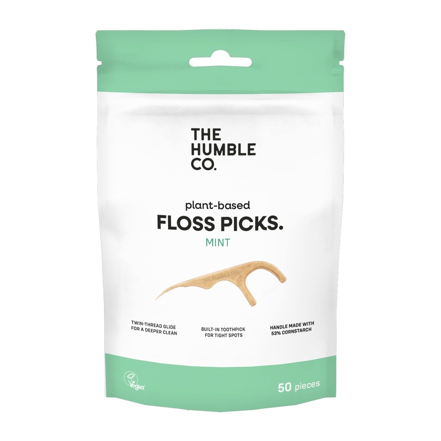 Humble Natural Dental Floss Picks - Flossers - Bastoncini di filo interdentale - 4 x 50 confezioni