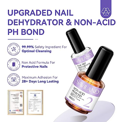 Saviland Nail Dehydrator and Primer- Acid Free Natural Nail Dehydrator and Nail Primer & Protein Bonding Acrylic Nail Kit Gel Nail Polish Superior Bonding Acrylic Nail Supplies Profession Salons - Image 3