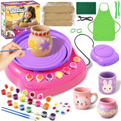 Pottery Wheel for Kids, Arts and Crafts for Kids Ages 8-12, Crafts for Girls 8-12, Complete DIY Clay Wheel Pottery Kit for Beginners, Kid Crafts Gifts for Girl Toys Ages 8 9 10 11 12 Year Old Birthday