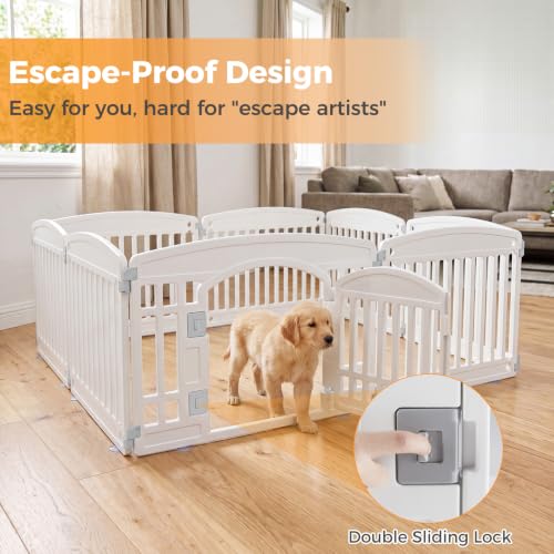 Image of NEWBULIG Dog Playpen 6-Panel, 24IN Puppy Playpen, Stable Dog Play Pen Indoors Outdoor with Secure Locking Door, Plastic Pet Fence for Small & Medium Dogs