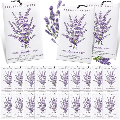 50 Pcs Lavender Scented Sachets for Drawers and Closets Long Lasting Fresh Air Freshener Home Fragrance Lavender Sachet Bags Closet Deodorizer for Drawers Wardrobes Suitcase