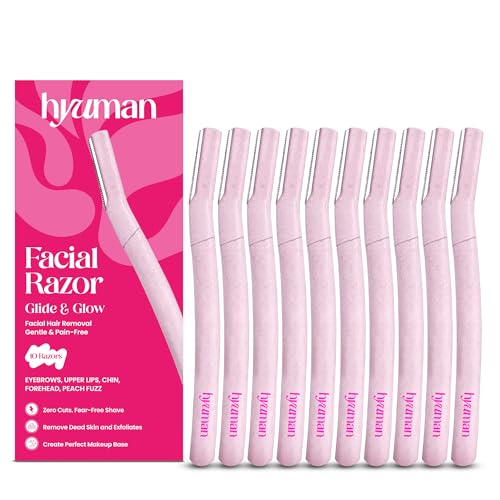 Image of Hyuman facial razors for women - pack of 10, facial hair remover razor, Dermaplaning Tool