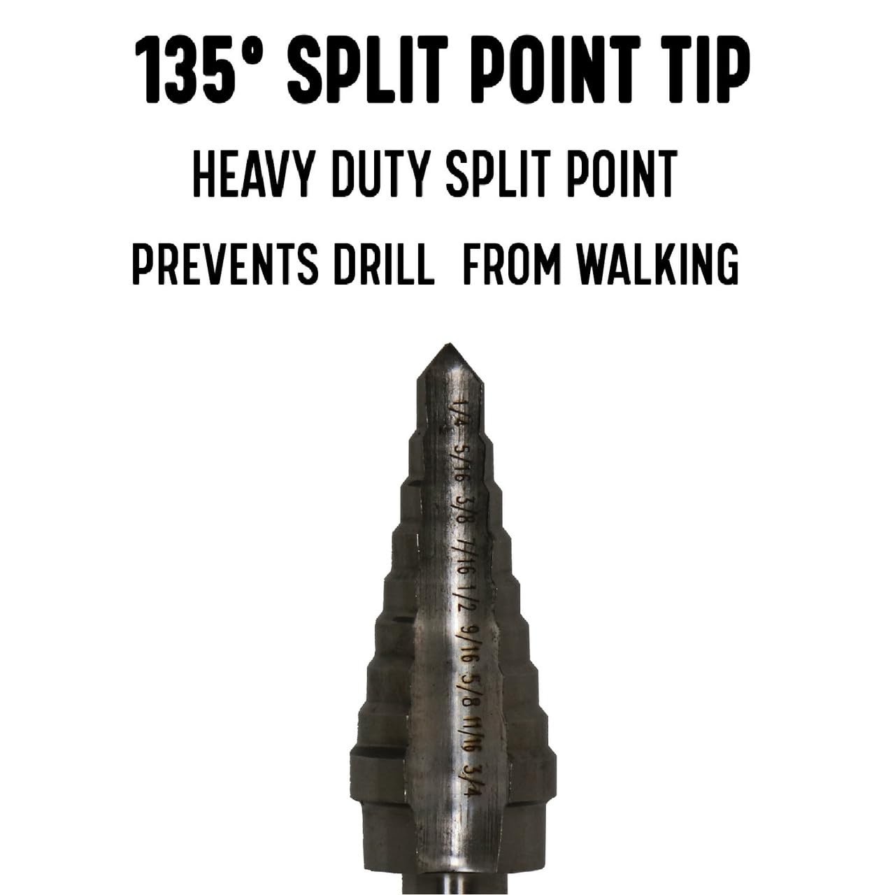 Drill America VAC1-5SET 5-częściowy zestaw wierteł krokowych HSS, rozmiar #1 – #5