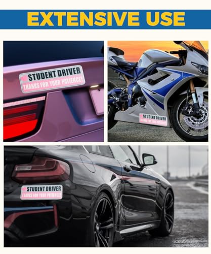 Image of 3PCS Student Driver Magnet,Student Driver Sticker Magnet for Car,Car Accessories Reflective Student Driver Sticker,Funny Car Magnets Car Magnet Bumper Sticker for New Student Learner Drivers