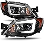 AKKON - For 08-14 Subaru Impreza WRX STI [Halogen Type] LED DRL Tube Black Bazel Projector Headlights