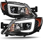 AKKON - For 08-14 Subaru Impreza WRX STI [Halogen Type] LED DRL Tube Black Bazel Projector Headlights