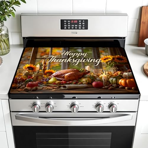 Image of Multi-Design Stove Cover for Glass /Electric Stoves - 3-in-1 Heat-Resistant Protector Mat, Non-Slip Drying Rack 28 inchx20 inch