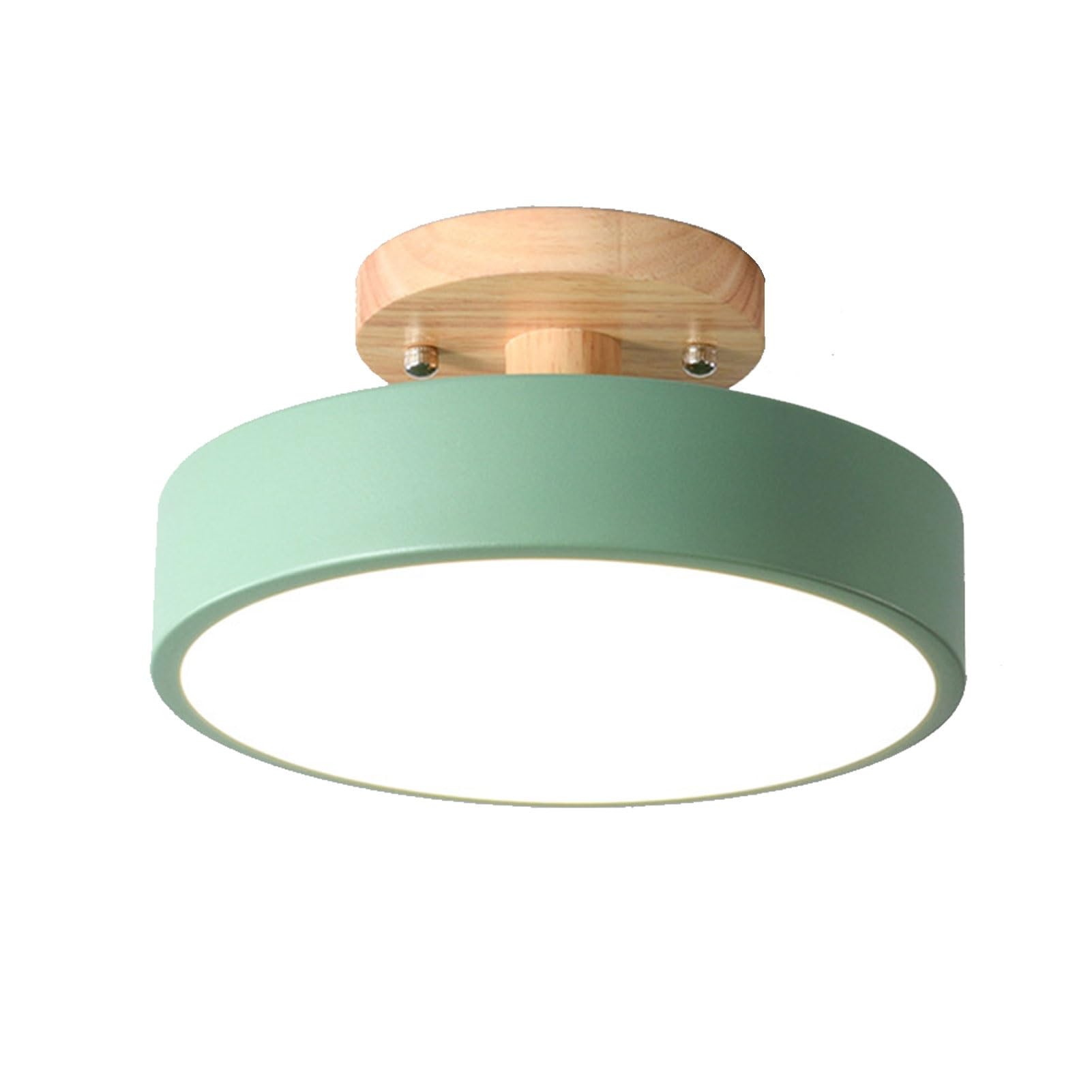 KXEcoLife LED Ceiling Light Fixture, Flush Mount Chandelier, Lamp Semi Wood Art Lighting Fixture for Office Aisle Entrance Hallway (Green, 23CM)