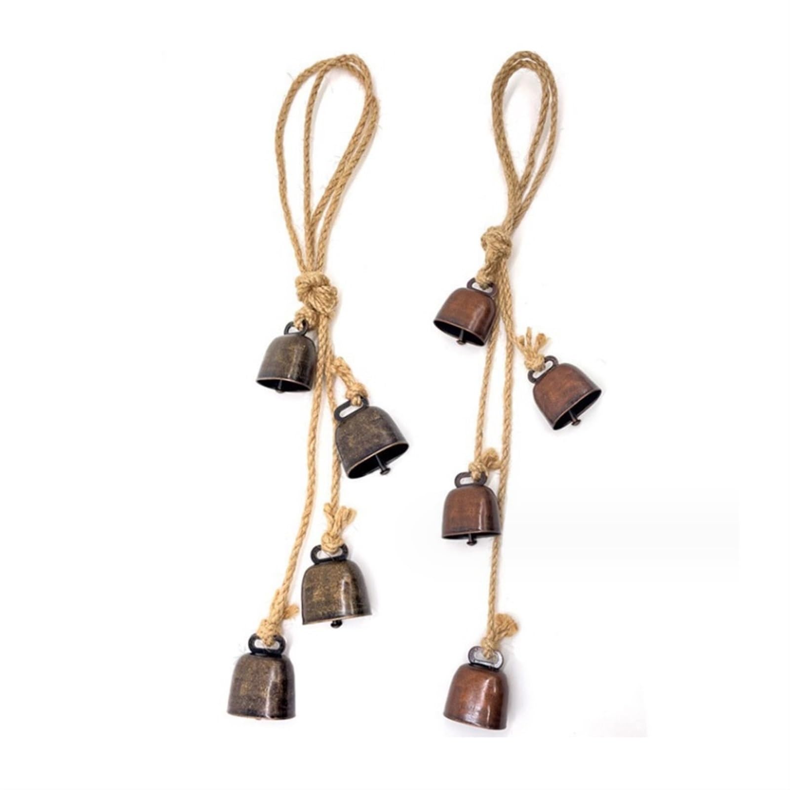 Wiszaca Dekoracja na Boze Narodzenie Dzwonki Bożonarodzeniowe Wiszący Ornament Dzwonki Harmonii Klaster Vintage Metalowe Dzwonki Krowie W Stylu Rustykalnym Dzwonki do zawieszenia(Rot)
