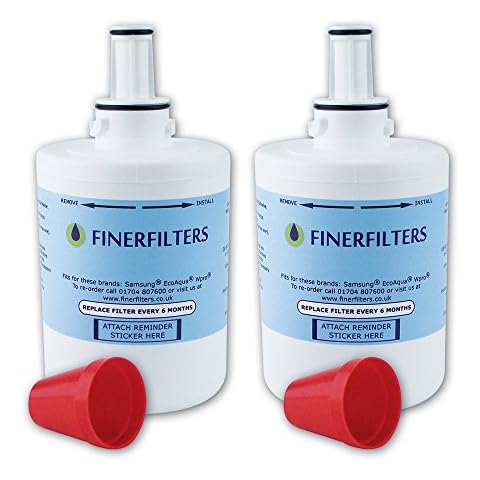 2 x Finerfilters Compatible Samsung Aqua Pure Plus Fridge Water Filter DA29-00003 Fits B F Or G Version Cover