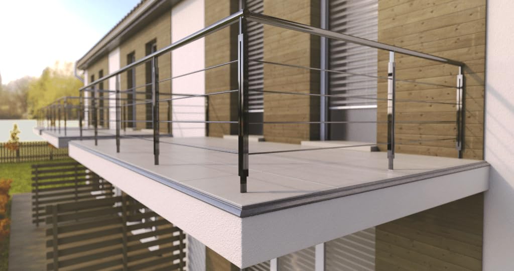 Renoplast® Perfil de aluminio para aleros K100R 200cm Grafito | Acabado de balcones | Suelos de baldosas sobre mortero adhesivo | Sistemas de drenaje de agua Perfil angular | Protección anticorrosión