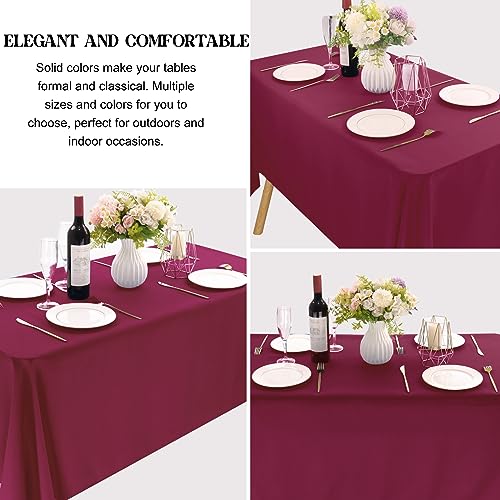 Image of 4 Pack Rectangle Tablecloth 60x102 Inch Burgundy Washable Polyester Table Cover for Wedding Dining Table Buffet Parties Banquet Decoration(Burgundy)