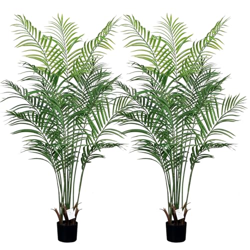 Leflos 150 cm Palmera Artificial Dypsis Lutescens, Planta de Interior sólo con 13 Troncos Desmontables, decoración para Oficina, Tienda, Piso y Fiesta, 2 Piezas