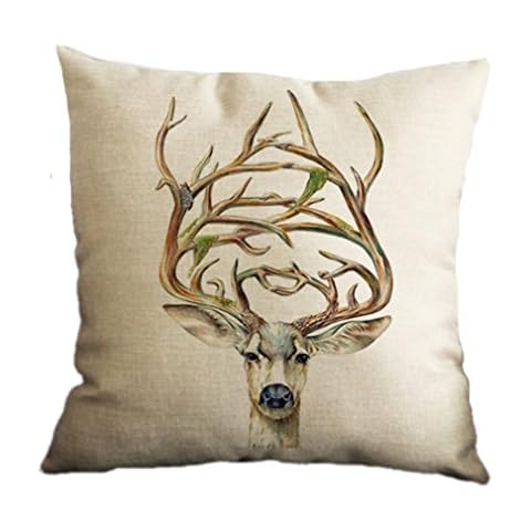 Nunubee Cotton Linen Elk Cushion Cover Cover