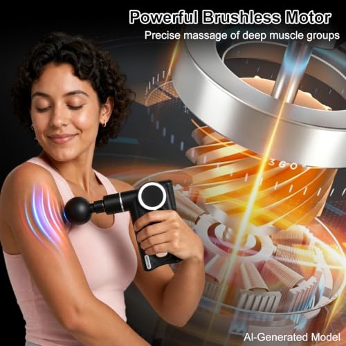 Image of 3-in-1 Detachable Massage Gun with Heat, Portable Handheld Massage Gun with Massage Strap, Mini Massage Gun Deep Tissue with 20 Speeds & 6 Heads, Percussion Muscle Massager for Back /Neck /Body