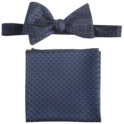 Tuxgear Mens Adjustable Selftie Bow Tie with Stretch Suspender Set, Youth, Navy Blue Stardust (Youth, Navy Blue Stardust)