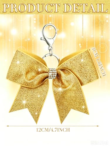 Image of Tondiamo Cheer Bow Keychain Cheer Keychain with Rhinestones Cheerleader Keyrings for Team Gift Cheerleading Sports Accessory
