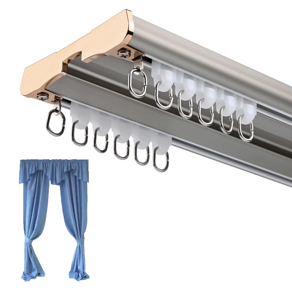 Double rail de rideau de plafond gris en aluminium de 3 m