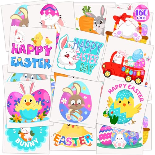 Easter Basket Stuffers for Kids 160PCS Temporary Easter Tattoos for Kids 2 Inch Fake Tattoo Stickers...