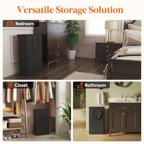 Lifewit 65L Slim Laundry Basket with Lid, Small Washing Basket, Narrow Foldable Laundry Bag with Handles, Thin Laundry Hamper Bin Storage for Bedroom Accessories, Black - Cosy Home Interiors Lifewit 65L Slim Laundry Basket with Lid, Small Washing Basket, Narrow Foldable Laundry Bag with Handles, Thin Laundry Hamper Bin Storage for Bedroom Accessories, Black - Image 9