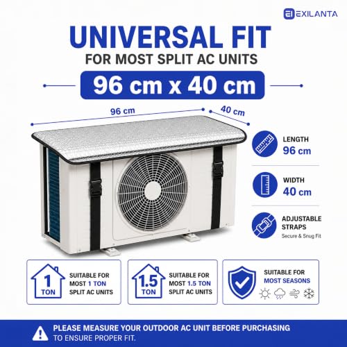 Image of AC Covers for Split 1.5 Ton | AC Outdoor Unit Protector | AC Cover 1.5Ton | Fits 1, 1.5 & 2 Ton Split AC | Waterproof Heat Insulated UV Resistant AC Outdoor Unit Cover | 3 Layer Protection