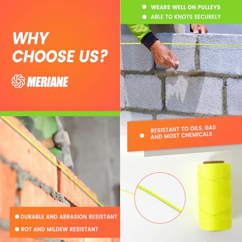 MERIANE Linha de Pedreiro, 250 Pés #18, Fio de Nylon Trançado, Fio Premium para Trabalhos de Alvenar