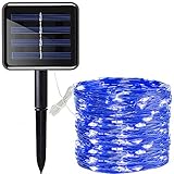 SKD イルミネーションライト ソーラーライト 大型パネル 最大15時間点灯 防水 200LED 20m 日本語マニュアル付 (ブルー)