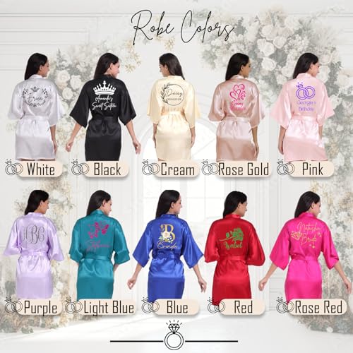 ubjva Personalized Robes for Women Custom Bridesmaid Satin Robe Monogram Party Pajamas for Quinceaneras Birthdays Wedding3