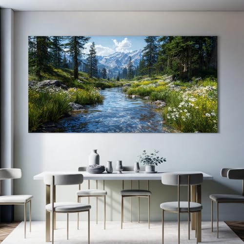 Image of Large Green Landscape Botanical Canvas Wall Art For Living Room Prints29X58