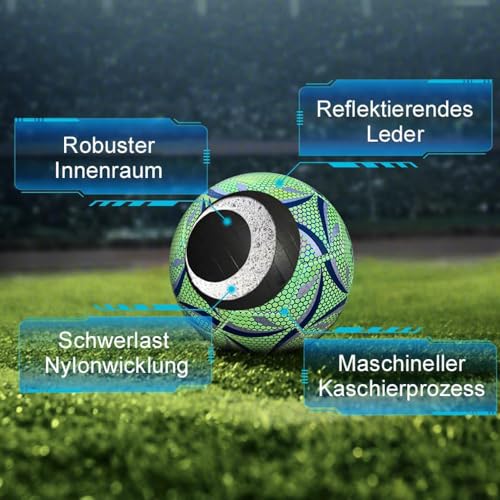 massway Offizielle Größe 5 Leuchtender Fußball, Fußball Leuchten im Dunkeln für Nachtspiele Training, Sport Leuchtfußball Kinder Erwachsene, Lederfussball mit Pumpe