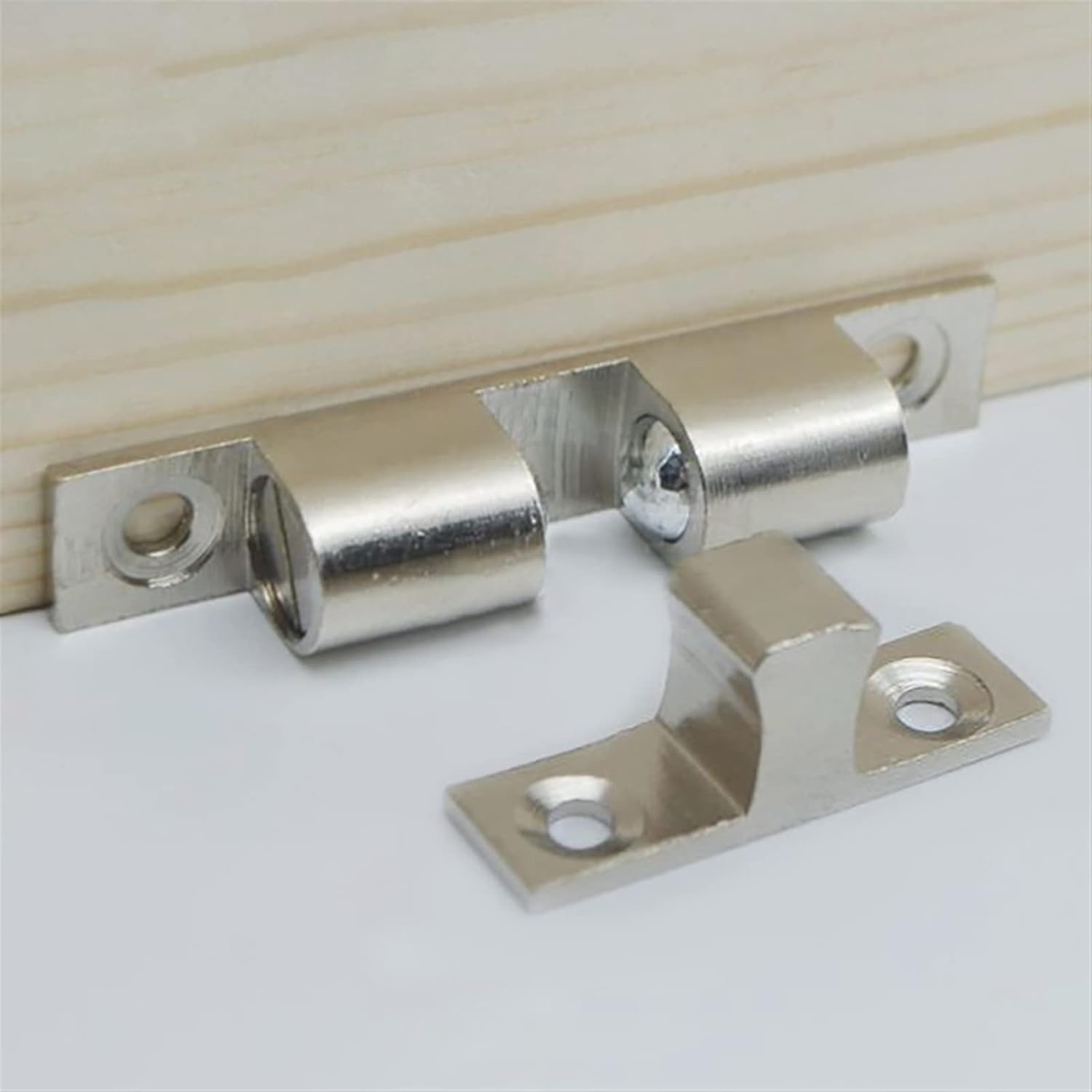 スライドボルトドアロック掛け金、ゲートボルト、長さ60mm純銅ダブルスプリングスチールボールキャッチラッチ 家具、食器棚、キャビネッ