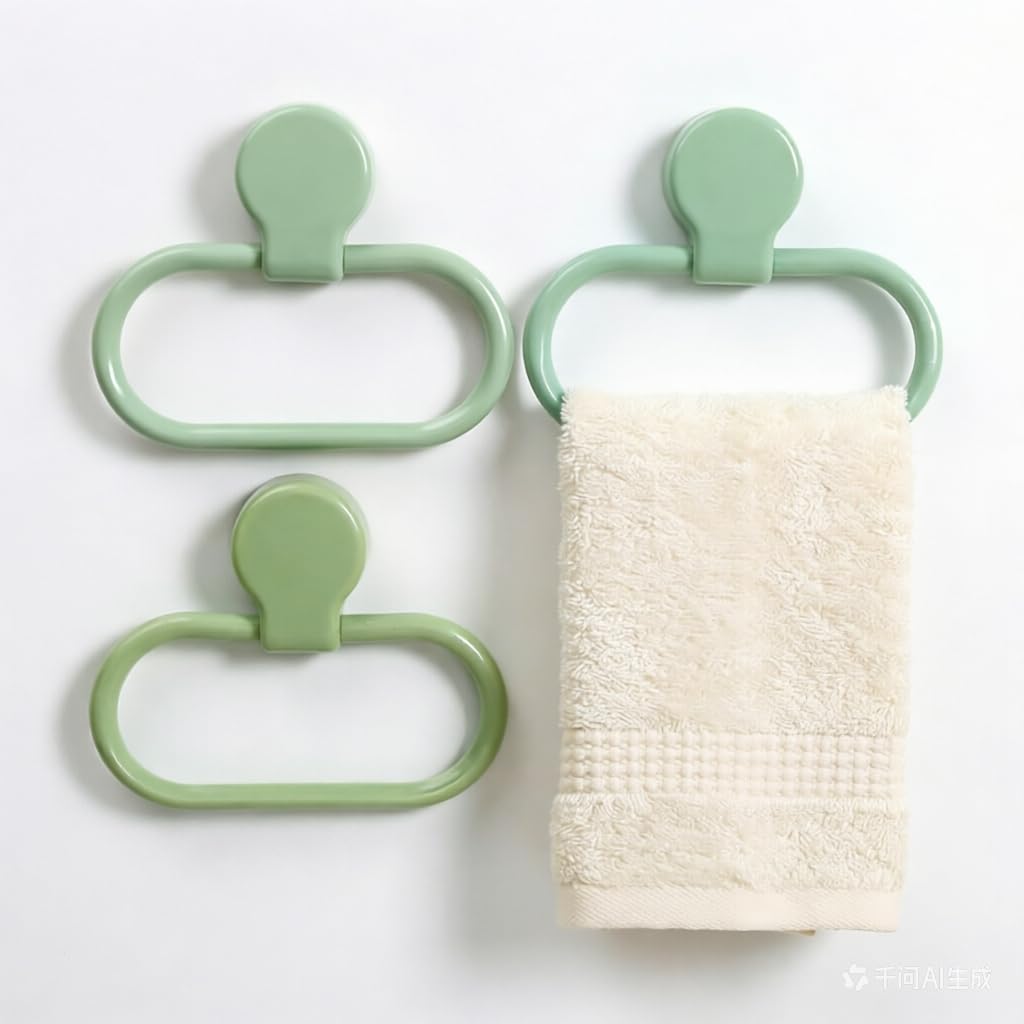 Healvian Self-Adhesive Towel Ring No Drill Towel Holder Wall Mounted Bathroom Ring for Kitchen and Bathroom Hand Rack for Hanging Towels 5.91 X 4.92 X 0.79 in