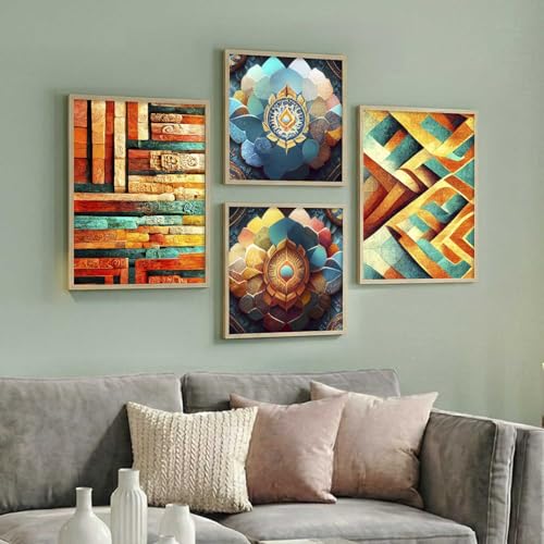 Image of kotart Aesthetic Modern Wall Decor Paintings with Frame for Home Decoration - Painting for Living Room Bedroom - Painting for Wall Decoration Set of 4 (Art 6, Big (13x17 or 13x13 inch))